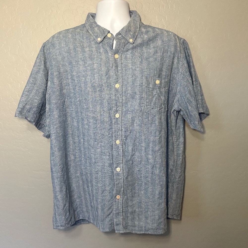 Weatherproof Vintage Washable‎ Linen Short Sleeve Button Down Shirt Size XXL